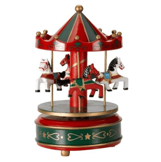 Christmas Carousel Musical Decoration with moving horses and festive colors