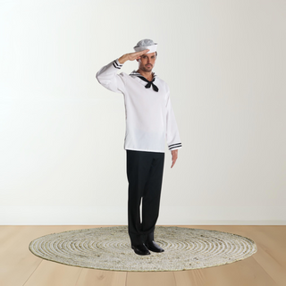 Adults Sailor Costume – White Shirt & Hat Fancy Dress STD The Party Hut | Balloons, Fancy Dress & Party Supplies Cheltenham
