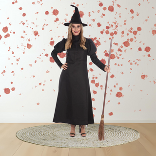 Adults Black Witch Costume – Classic Halloween Witch Dress & Hat The Party Hut | Balloons, Fancy Dress & Party Supplies Cheltenham