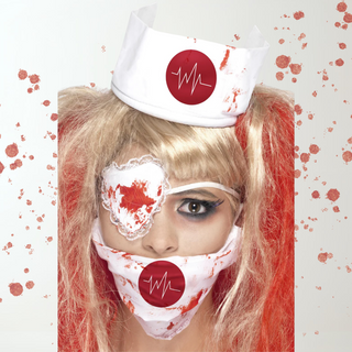 Bloody Nurse Halloween Kit – Eyepatch, Mask & Headpiece The Party Hut | Balloons, Fancy Dress & Party Supplies Cheltenham