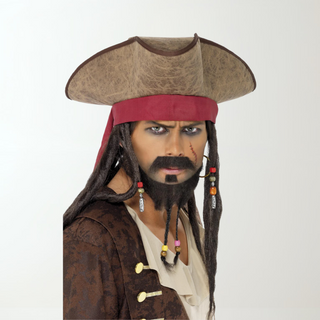 Captain Pirate Hat with Beaded Dreadlocks The Party Hut | Balloons, Fancy Dress & Party Supplies Cheltenham