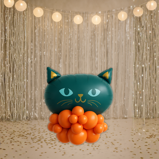 black cat balloon stack on ORANGE base