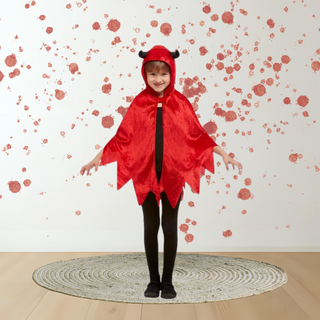 Kids’ Red Devil Cape with Horn Hood – Halloween Costume One Size Fits All (Kids) The Party Hut | Balloons, Fancy Dress & Party Supplies Cheltenham