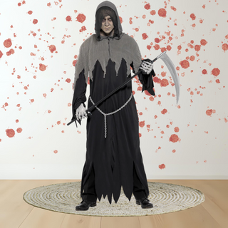 Adults Grim Reaper Costume – Hooded Robe with Chain The Party Hut | Balloons, Fancy Dress & Party Supplies Cheltenham