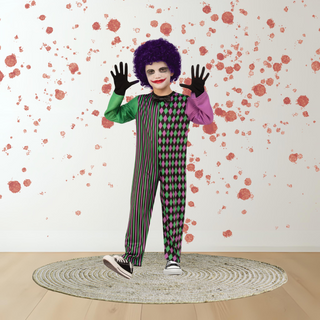 Kids Halloween Clown Costume – Harlequin Jumpsuit The Party Hut | Balloons, Fancy Dress & Party Supplies Cheltenham