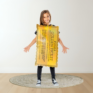 Kids Golden Ticket Costume – Roald Dahl Book Day Tunic One Size Fits All The Party Hut | Balloons, Fancy Dress & Party Supplies Cheltenham