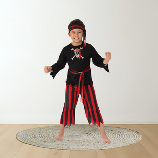 Kids Pirate Costume – Red & Black Fancy Dress Set Small (7-8ys) The Party Hut | Balloons, Fancy Dress & Party Supplies Cheltenham