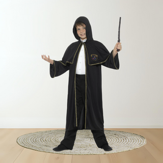 Kids Wizard Cloak – Black Hooded Robe for Fancy Dress Medium Large (7-12yrs) The Party Hut | Balloons, Fancy Dress & Party Supplies Cheltenham