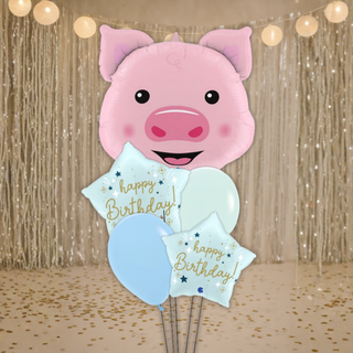 piggy pastel balloon bouquet farmyard birthday display