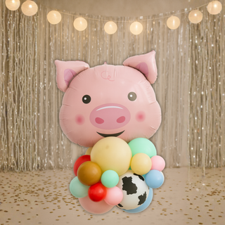 Pig Balloon Stack – Farmyard Theme Balloon Display