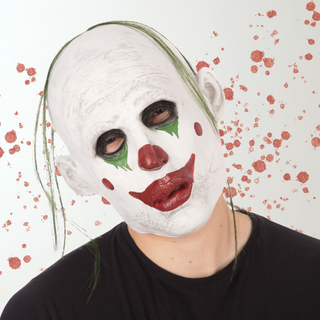 Realistic Horror Clown Mask with Hair – Halloween Costume The Party Hut | Balloons, Fancy Dress & Party Supplies Cheltenham