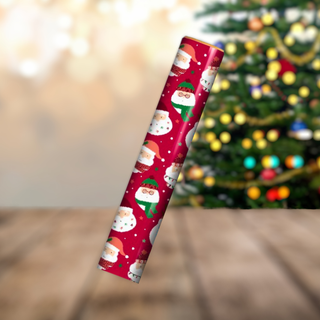 Santa Christmas gift wrap roll with festive Santa illustrations, 4 metres long, perfect for holiday presents and surprises.