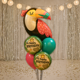 toucan jungle balloon bouquet tropical party display